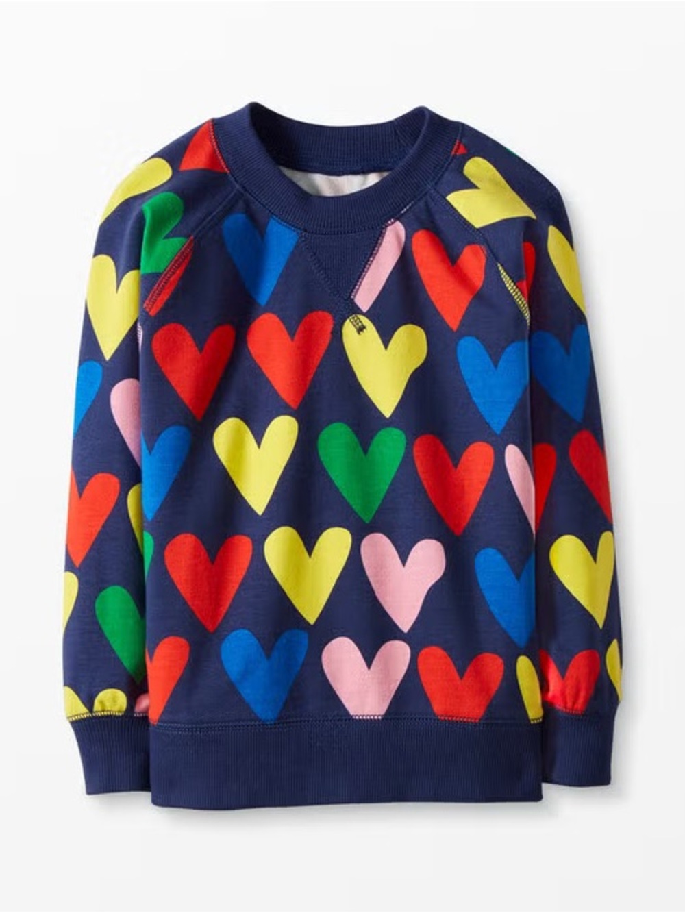 Hanna Andersson Navy Heart Print Pullover Sweatshirt size 6-7